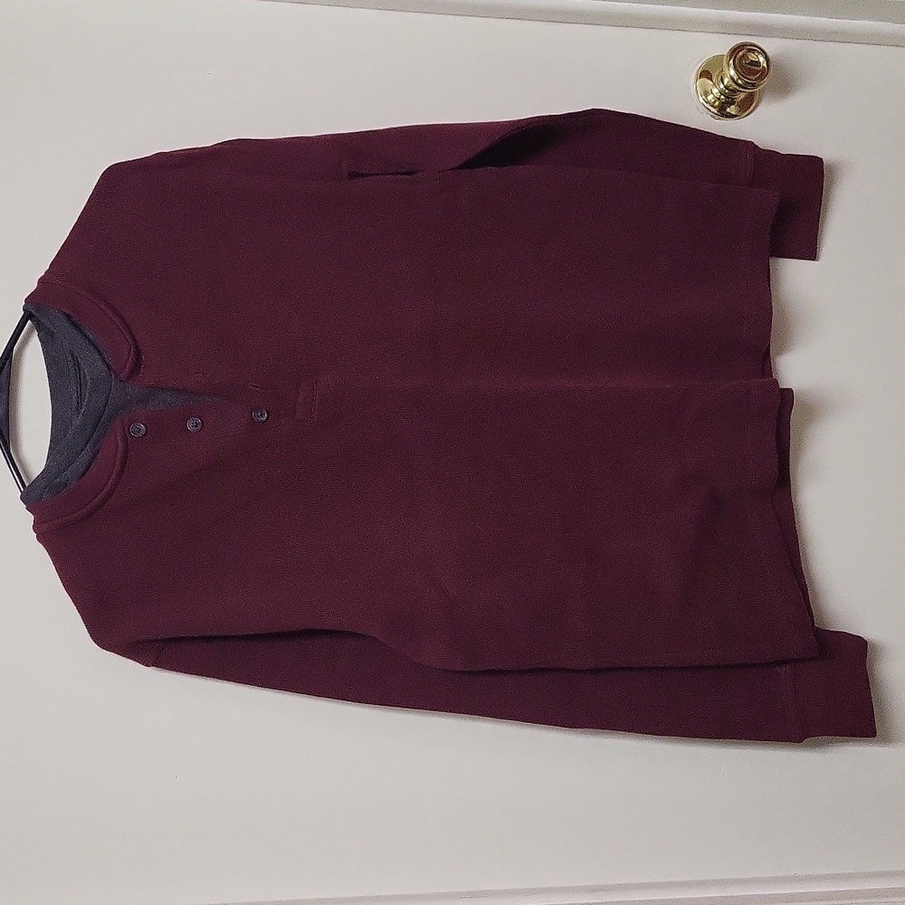 Croft & Barrow Long Sleeve Ribbed Burgundy Henley